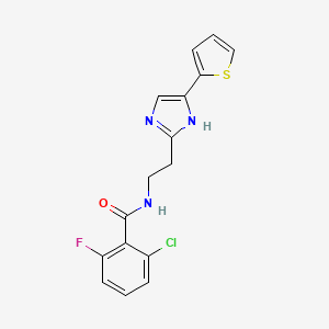 molecular formula C16H13ClFN3OS B2866904 2-氯-6-氟-N-(2-(4-(噻吩-2-基)-1H-咪唑-2-基)乙基)苯甲酰胺 CAS No. 1798023-81-0