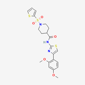 molecular formula C21H23N3O5S3 B2866911 N-(4-(2,4-dimethoxyphenyl)thiazol-2-yl)-1-(thiophen-2-ylsulfonyl)piperidine-4-carboxamide CAS No. 922649-39-6