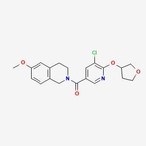 molecular formula C20H21ClN2O4 B2866924 (5-chloro-6-((tetrahydrofuran-3-yl)oxy)pyridin-3-yl)(6-methoxy-3,4-dihydroisoquinolin-2(1H)-yl)methanone CAS No. 1904432-64-9