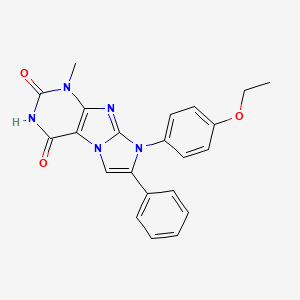 molecular formula C22H19N5O3 B2866929 8-(4-ethoxyphenyl)-1-methyl-7-phenyl-1H-imidazo[2,1-f]purine-2,4(3H,8H)-dione CAS No. 877810-62-3