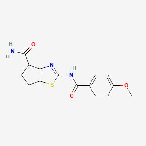 2-(4-methoxybenzamido)-5,6-dihydro-4H-cyclopenta[d]thiazole-4-carboxamide