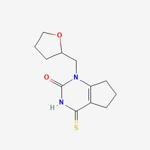 molecular formula C12H16N2O2S B2866943 1-((tetrahydrofuran-2-yl)methyl)-4-thioxo-3,4,6,7-tetrahydro-1H-cyclopenta[d]pyrimidin-2(5H)-one CAS No. 912891-83-9