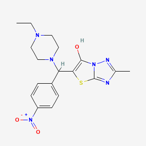 molecular formula C18H22N6O3S B2866944 5-((4-Ethylpiperazin-1-yl)(4-nitrophenyl)methyl)-2-methylthiazolo[3,2-b][1,2,4]triazol-6-ol CAS No. 851969-17-0