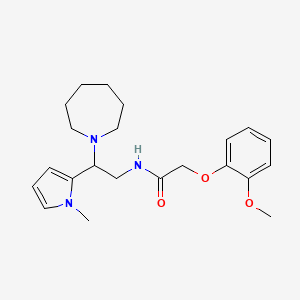 molecular formula C22H31N3O3 B2866958 N-(2-(氮杂环戊烷-1-基)-2-(1-甲基-1H-吡咯-2-基)乙基)-2-(2-甲氧基苯氧基)乙酰胺 CAS No. 1049387-03-2