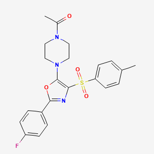 molecular formula C22H22FN3O4S B2866959 1-(4-(2-(4-Fluorophenyl)-4-tosyloxazol-5-yl)piperazin-1-yl)ethanone CAS No. 946201-20-3