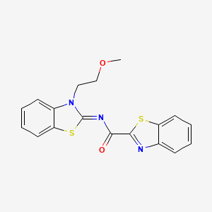 molecular formula C18H15N3O2S2 B2866963 (Z)-N-(3-(2-甲氧基乙基)苯并[d]噻唑-2(3H)-亚基)苯并[d]噻唑-2-甲酰胺 CAS No. 864975-55-3