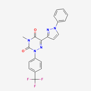 4-Methyl-6-(1-phenyl-1H-pyrazol-3-yl)-2-(4-(trifluoromethyl)phenyl)-1,2,4-triazine-3,5(2H,4H)-dione