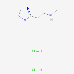 molecular formula C7H17Cl2N3 B2866971 N-甲基-2-(1-甲基-4,5-二氢咪唑-2-基)乙胺；二盐酸盐 CAS No. 2209090-51-5
