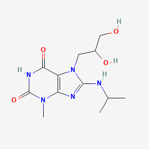 molecular formula C12H19N5O4 B2866984 7-(2,3-二羟基丙基)-8-(异丙氨基)-3-甲基-1H-嘌呤-2,6(3H,7H)-二酮 CAS No. 941885-82-1
