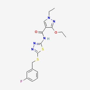 molecular formula C17H18FN5O2S2 B2866990 3-乙氧基-1-乙基-N-(5-((3-氟苄基)硫代)-1,3,4-噻二唑-2-基)-1H-吡唑-4-甲酰胺 CAS No. 1170126-49-4