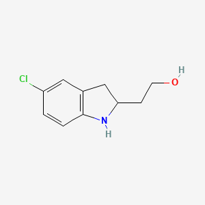 molecular formula C10H12ClNO B2866992 1H-Indole-2-ethanol, 5-chloro-2,3-dihydro- CAS No. 1092352-03-8