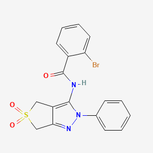 molecular formula C18H14BrN3O3S B2866997 2-bromo-N-(5,5-dioxido-2-phenyl-4,6-dihydro-2H-thieno[3,4-c]pyrazol-3-yl)benzamide CAS No. 681265-54-3
