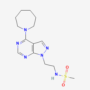 molecular formula C14H22N6O2S B2866998 N-(2-(4-(氮杂环戊-1-基)-1H-吡唑并[3,4-d]嘧啶-1-基)乙基)甲磺酰胺 CAS No. 1210485-42-9