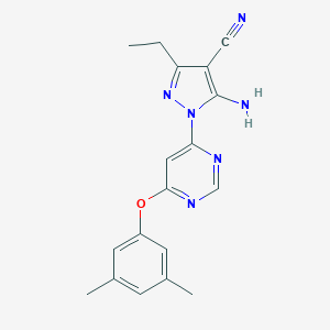 molecular formula C18H18N6O B286700 5-amino-1-[6-(3,5-dimethylphenoxy)-4-pyrimidinyl]-3-ethyl-1H-pyrazole-4-carbonitrile 