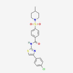 molecular formula C22H22ClN3O3S2 B2867001 N-(4-(4-氯苯基)噻唑-2-基)-4-((4-甲基哌啶-1-基)磺酰基)苯甲酰胺 CAS No. 683261-89-4