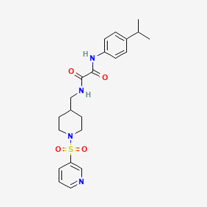 molecular formula C22H28N4O4S B2867002 N1-(4-isopropylphenyl)-N2-((1-(pyridin-3-ylsulfonyl)piperidin-4-yl)methyl)oxalamide CAS No. 1428362-75-7