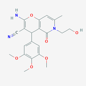2-amino-6-(2-hydroxyethyl)-7-methyl-5-oxo-4-(3,4,5-trimethoxyphenyl)-5,6-dihydro-4H-pyrano[3,2-c]pyridine-3-carbonitrile