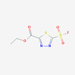 molecular formula C5H5FN2O4S2 B2867015 5-(氟磺酰基)-1,3,4-噻二唑-2-甲酸乙酯 CAS No. 2344685-93-2