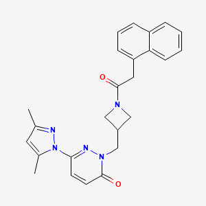 molecular formula C25H25N5O2 B2867017 6-(3,5-dimethyl-1H-pyrazol-1-yl)-2-({1-[2-(naphthalen-1-yl)acetyl]azetidin-3-yl}methyl)-2,3-dihydropyridazin-3-one CAS No. 2320546-69-6