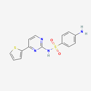 molecular formula C14H12N4O2S2 B2867019 4-amino-N-[4-(2-thienyl)-2-pyrimidinyl]benzenesulfonamide CAS No. 865657-84-7