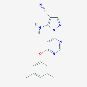 molecular formula C16H14N6O B286702 5-amino-1-[6-(3,5-dimethylphenoxy)-4-pyrimidinyl]-1H-pyrazole-4-carbonitrile 