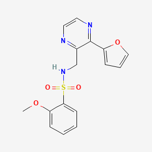 molecular formula C16H15N3O4S B2867021 N-((3-(furan-2-yl)pyrazin-2-yl)methyl)-2-methoxybenzenesulfonamide CAS No. 2034363-28-3