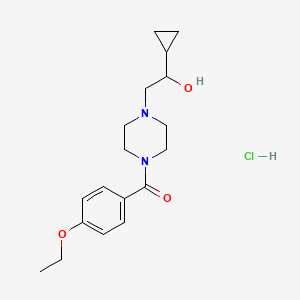 molecular formula C18H27ClN2O3 B2867022 (4-(2-Cyclopropyl-2-hydroxyethyl)piperazin-1-yl)(4-ethoxyphenyl)methanone hydrochloride CAS No. 1396880-70-8