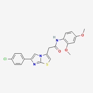 molecular formula C21H18ClN3O3S B2867037 2-[6-(4-chlorophenyl)imidazo[2,1-b][1,3]thiazol-3-yl]-N-(2,4-dimethoxyphenyl)acetamide CAS No. 897458-10-5