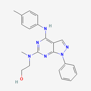 molecular formula C21H22N6O B2867039 2-(methyl(1-phenyl-4-(p-tolylamino)-1H-pyrazolo[3,4-d]pyrimidin-6-yl)amino)ethanol CAS No. 955336-88-6