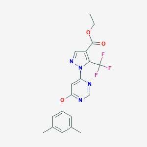 molecular formula C19H17F3N4O3 B286704 ethyl 1-[6-(3,5-dimethylphenoxy)-4-pyrimidinyl]-5-(trifluoromethyl)-1H-pyrazole-4-carboxylate 