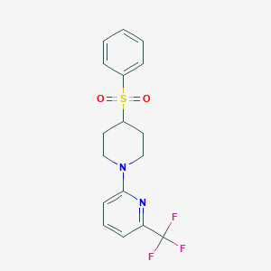 molecular formula C17H17F3N2O2S B2867044 2-[4-(Benzenesulfonyl)piperidin-1-yl]-6-(trifluoromethyl)pyridine CAS No. 2380179-04-2