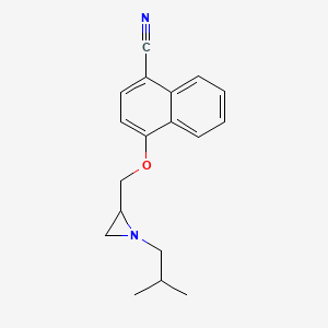 molecular formula C18H20N2O B2867046 4-[[1-(2-Methylpropyl)aziridin-2-yl]methoxy]naphthalene-1-carbonitrile CAS No. 2411312-06-4