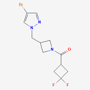 molecular formula C12H14BrF2N3O B2867047 4-bromo-1-{[1-(3,3-difluorocyclobutanecarbonyl)azetidin-3-yl]methyl}-1H-pyrazole CAS No. 2415634-34-1