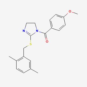 molecular formula C20H22N2O2S B2867052 (2-((2,5-dimethylbenzyl)thio)-4,5-dihydro-1H-imidazol-1-yl)(4-methoxyphenyl)methanone CAS No. 851804-34-7