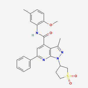 molecular formula C26H26N4O4S B2867067 1-(1,1-dioxidotetrahydrothiophen-3-yl)-N-(2-methoxy-5-methylphenyl)-3-methyl-6-phenyl-1H-pyrazolo[3,4-b]pyridine-4-carboxamide CAS No. 1021224-12-3