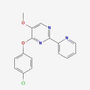 molecular formula C16H12ClN3O2 B2867072 4-(4-Chlorophenoxy)-5-methoxy-2-(2-pyridinyl)pyrimidine CAS No. 338771-25-8