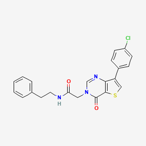 molecular formula C22H18ClN3O2S B2867075 2-[7-(4-chlorophenyl)-4-oxothieno[3,2-d]pyrimidin-3(4H)-yl]-N-(2-phenylethyl)acetamide CAS No. 1105241-66-4