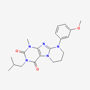 molecular formula C20H25N5O3 B2867076 9-(3-甲氧基苯基)-1-甲基-3-(2-甲基丙基)-7,8-二氢-6H-嘌呤[7,8-a]嘧啶-2,4-二酮 CAS No. 843668-94-0
