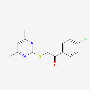 molecular formula C14H13ClN2OS B2867079 1-(4-Chlorophenyl)-2-[(4,6-dimethylpyrimidin-2-yl)sulfanyl]ethan-1-one CAS No. 329079-58-5