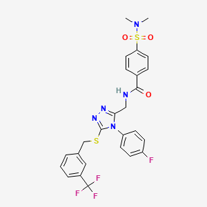 molecular formula C26H23F4N5O3S2 B2867087 4-(dimethylsulfamoyl)-N-[[4-(4-fluorophenyl)-5-[[3-(trifluoromethyl)phenyl]methylsulfanyl]-1,2,4-triazol-3-yl]methyl]benzamide CAS No. 389071-91-4
