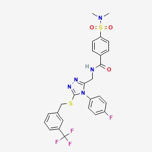 molecular formula C26H23F4N5O3S2 B2867087 4-(二甲基氨磺酰基)-N-[[4-(4-氟苯基)-5-[[3-(三氟甲基)苯基]甲硫基]-1,2,4-三唑-3-基]甲基]苯甲酰胺 CAS No. 389071-91-4