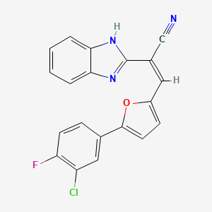 molecular formula C20H11ClFN3O B2867094 (Z)-2-(1H-苯并[d]咪唑-2-基)-3-(5-(3-氯-4-氟苯基)呋喃-2-基)丙烯腈 CAS No. 369634-26-4