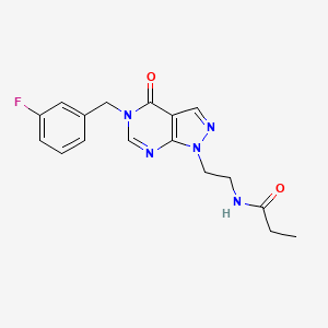 molecular formula C17H18FN5O2 B2867095 N-(2-(5-(3-fluorobenzyl)-4-oxo-4,5-dihydro-1H-pyrazolo[3,4-d]pyrimidin-1-yl)ethyl)propionamide CAS No. 922099-03-4