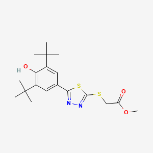 molecular formula C19H26N2O3S2 B2867103 Methyl 2-({5-[3,5-di(tert-butyl)-4-hydroxyphenyl]-1,3,4-thiadiazol-2-yl}sulfanyl)acetate CAS No. 478063-29-5