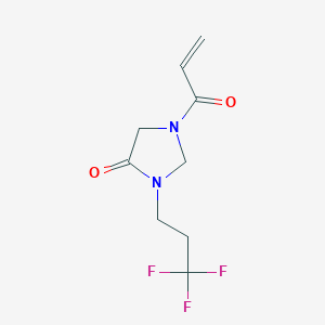 molecular formula C9H11F3N2O2 B2867104 1-(Prop-2-enoyl)-3-(3,3,3-trifluoropropyl)imidazolidin-4-one CAS No. 2094263-51-9