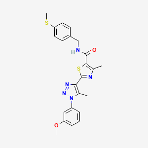 molecular formula C23H23N5O2S2 B2867118 2-[1-(3-甲氧基苯基)-5-甲基-1H-1,2,3-三唑-4-基]-4-甲基-N-[4-(甲硫基)苄基]-1,3-噻唑-5-甲酰胺 CAS No. 1251594-82-7