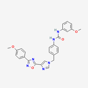 molecular formula C27H24N6O4 B2867122 1-(3-methoxyphenyl)-3-(4-((4-(3-(4-methoxyphenyl)-1,2,4-oxadiazol-5-yl)-1H-imidazol-1-yl)methyl)phenyl)urea CAS No. 1357873-49-4