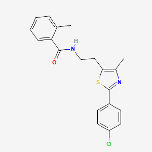 molecular formula C20H19ClN2OS B2867133 N-{2-[2-(4-chlorophenyl)-4-methyl-1,3-thiazol-5-yl]ethyl}-2-methylbenzamide CAS No. 894004-42-3