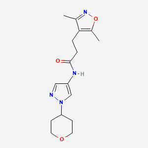 molecular formula C16H22N4O3 B2867140 3-(3,5-dimethylisoxazol-4-yl)-N-(1-(tetrahydro-2H-pyran-4-yl)-1H-pyrazol-4-yl)propanamide CAS No. 1797158-94-1
