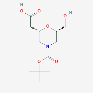 molecular formula C12H21NO6 B2867146 2-[(2S,6S)-4-[(tert-butoxy)carbonyl]-6-(hydroxymethyl)morpholin-2-yl]acetic acid CAS No. 2089245-33-8